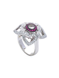 Mouawad Pink Sapphire & Diamond Heart Ring in 18K White Gold
