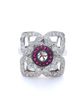 Mouawad Pink Sapphire & Diamond Heart Ring in 18K White Gold