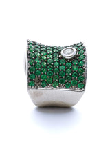 Tsavorite Pavé Statement Ring with Diamond in 18K White Gold