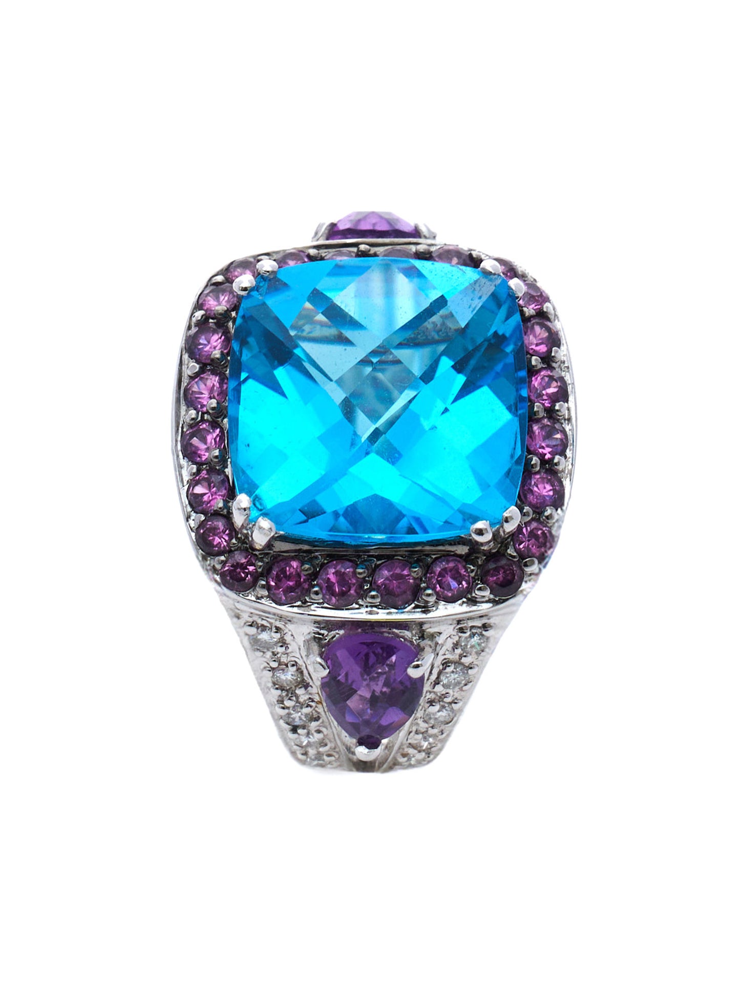 Blue Topaz with pink Halo Ring