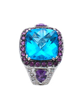 Blue Topaz with pink Halo Ring