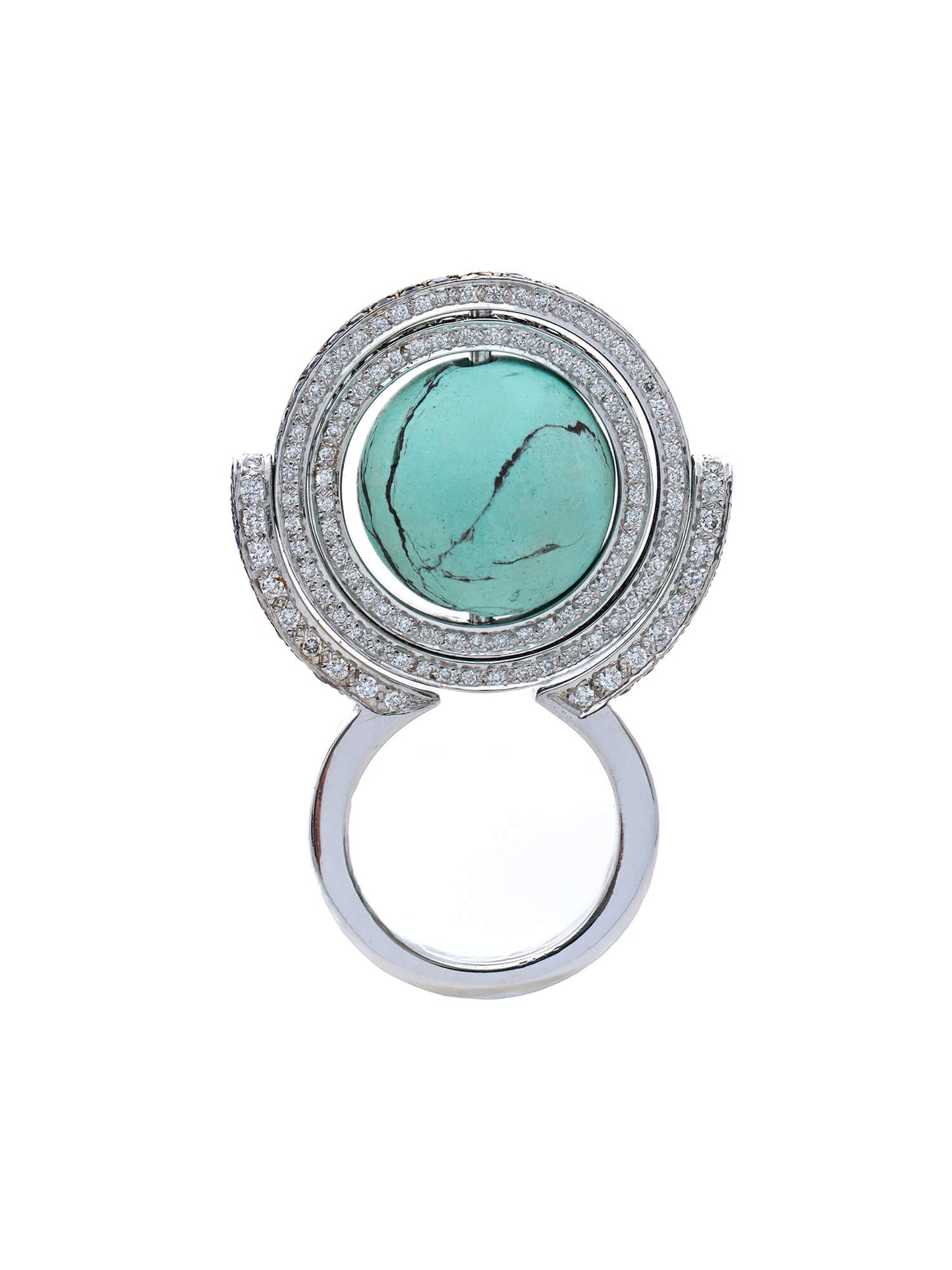 Diamond sculptural “orbit” ring