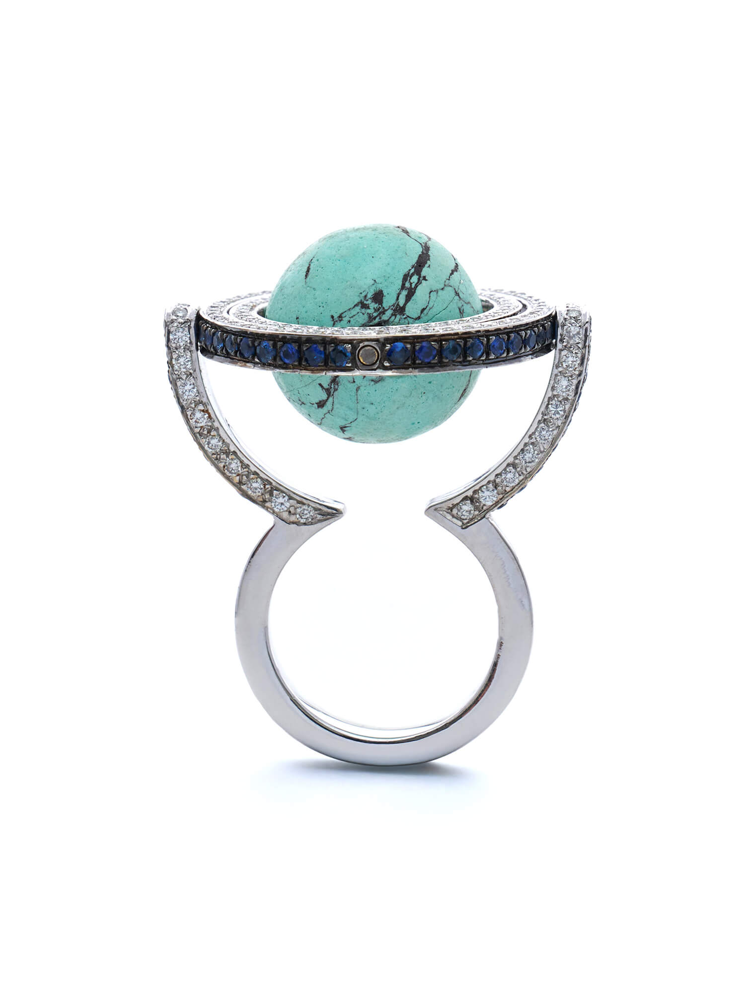 Diamond sculptural “orbit” ring