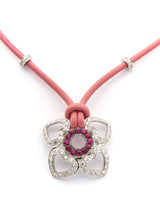 Mouawad Pink Ruby & Diamond Heart Clover Necklace