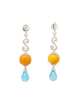 White Gold and Diamond S Earrings with topaz