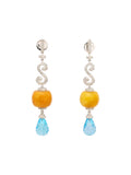 White Gold and Diamond S Earrings with topaz