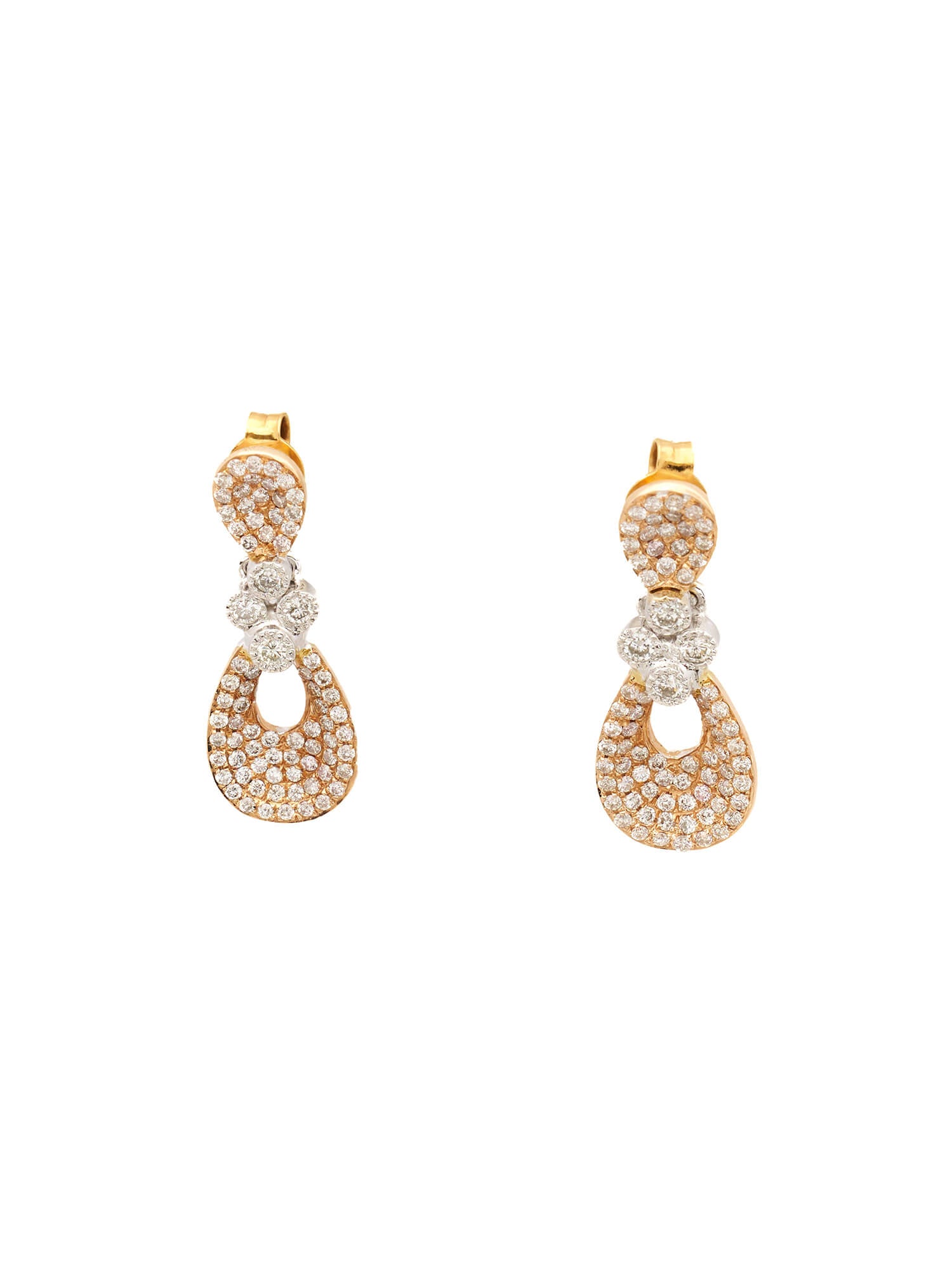 Two-Tone Diamond Infinity Drop Earrings in 18K Gold