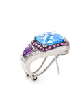 Blue Topaz with pink Halo Earrings
