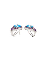Blue Topaz with pink Halo Earrings
