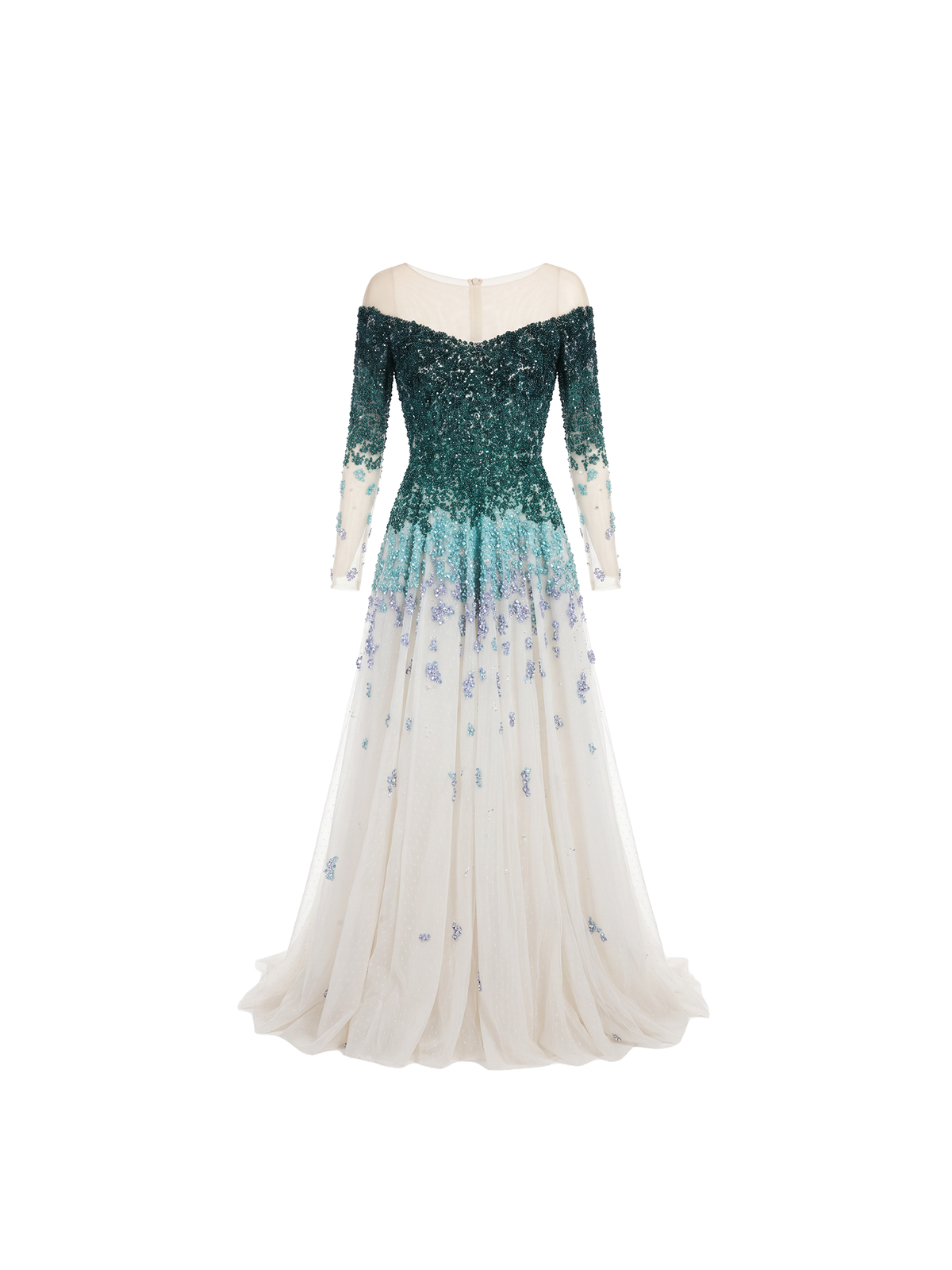 Saiid Kobeisy Green Ombre Sequin Ball Gown