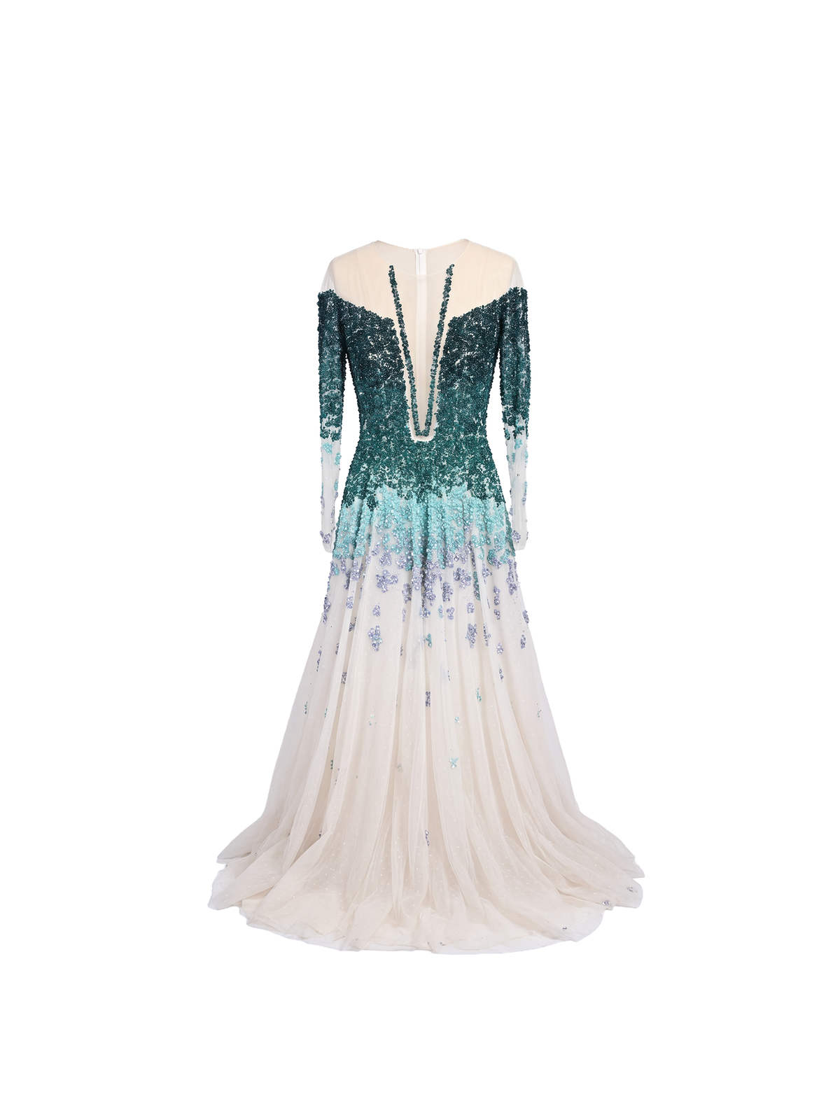 Saiid Kobeisy Green Ombre Sequin Ball Gown