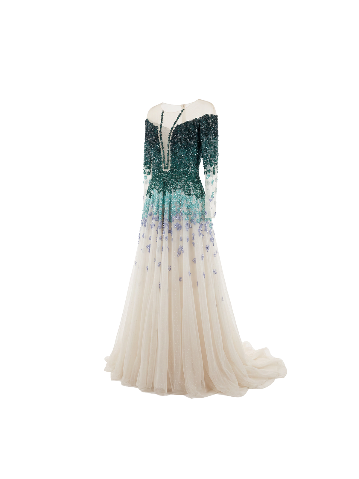 Saiid Kobeisy Green Ombre Sequin Ball Gown