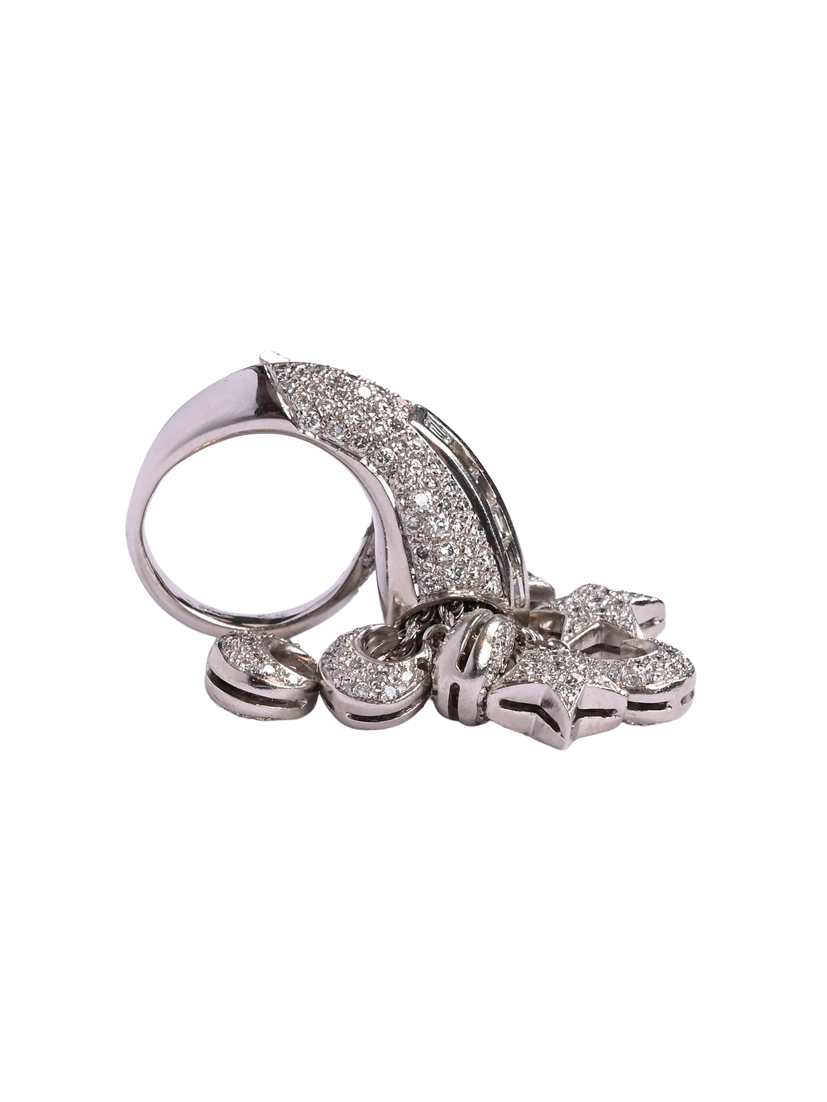 White Gold and Diamond Star Ring