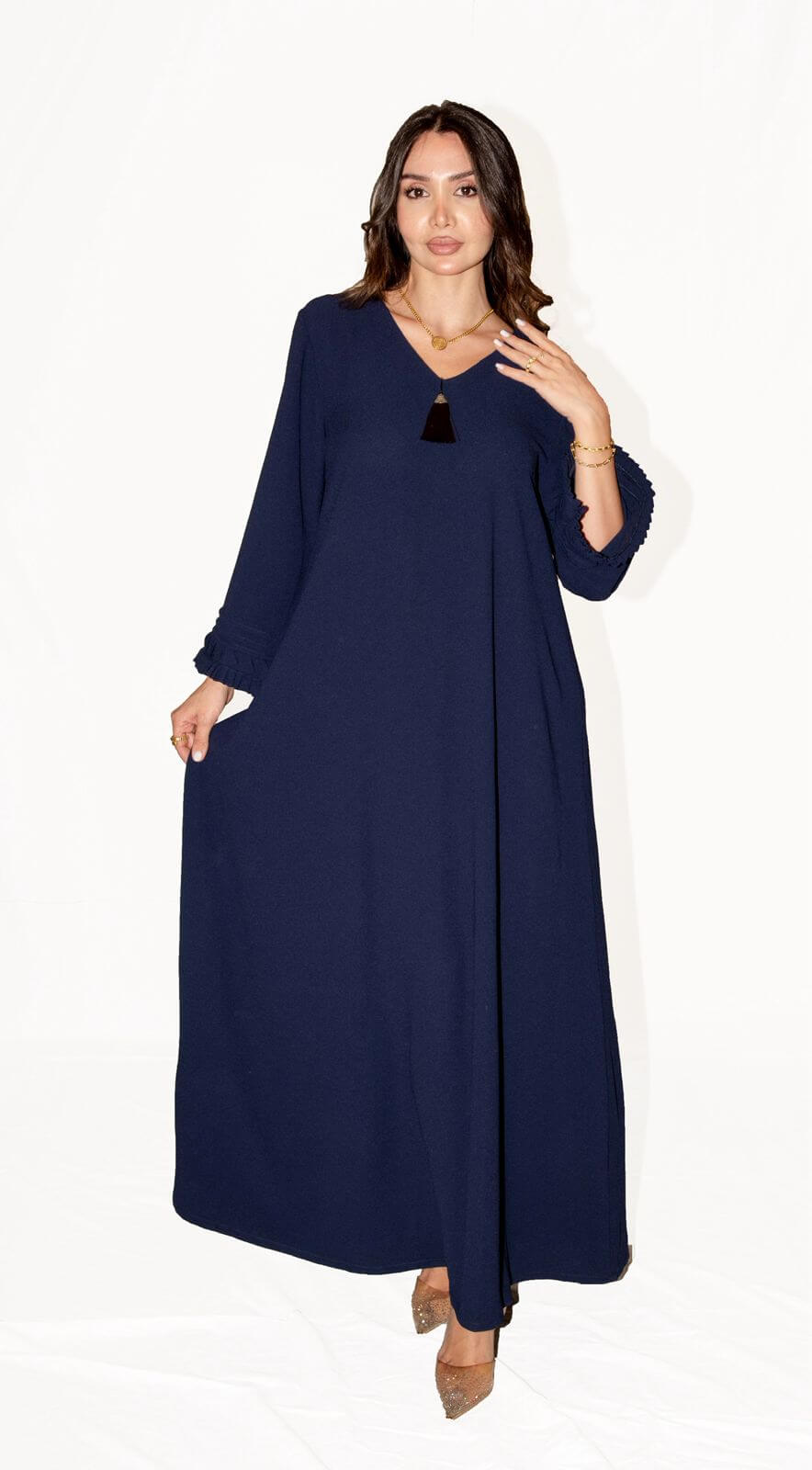 Navy with brown Tassel Galabya