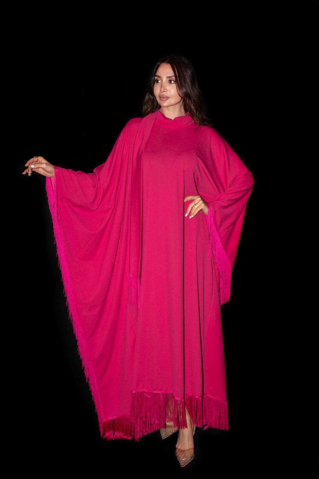Vibrant Pink Fringe Galabya