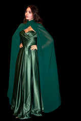 Emerald Strapless Pleated Gown