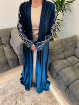 Rochelle Midnight Teal Crystal-Embellished Velvet Abaya