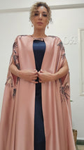 Rochelle Embellished Cape Abaya in Blush Pink