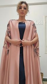 Rochelle Embellished Cape Abaya in Blush Pink