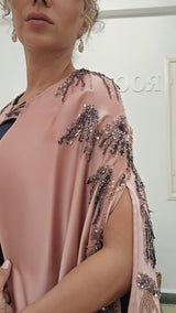 Rochelle Embellished Cape Abaya in Blush Pink