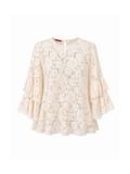 Carolina Herrera Ivory Lace Ruffle Bell-Sleeve Blouse