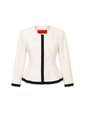 Ivory Peplum Jacket and Tuxedo Stripe Trousers Set