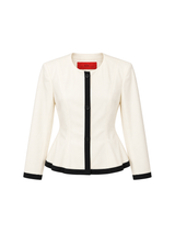 Ivory Peplum Jacket and Tuxedo Stripe Trousers Set
