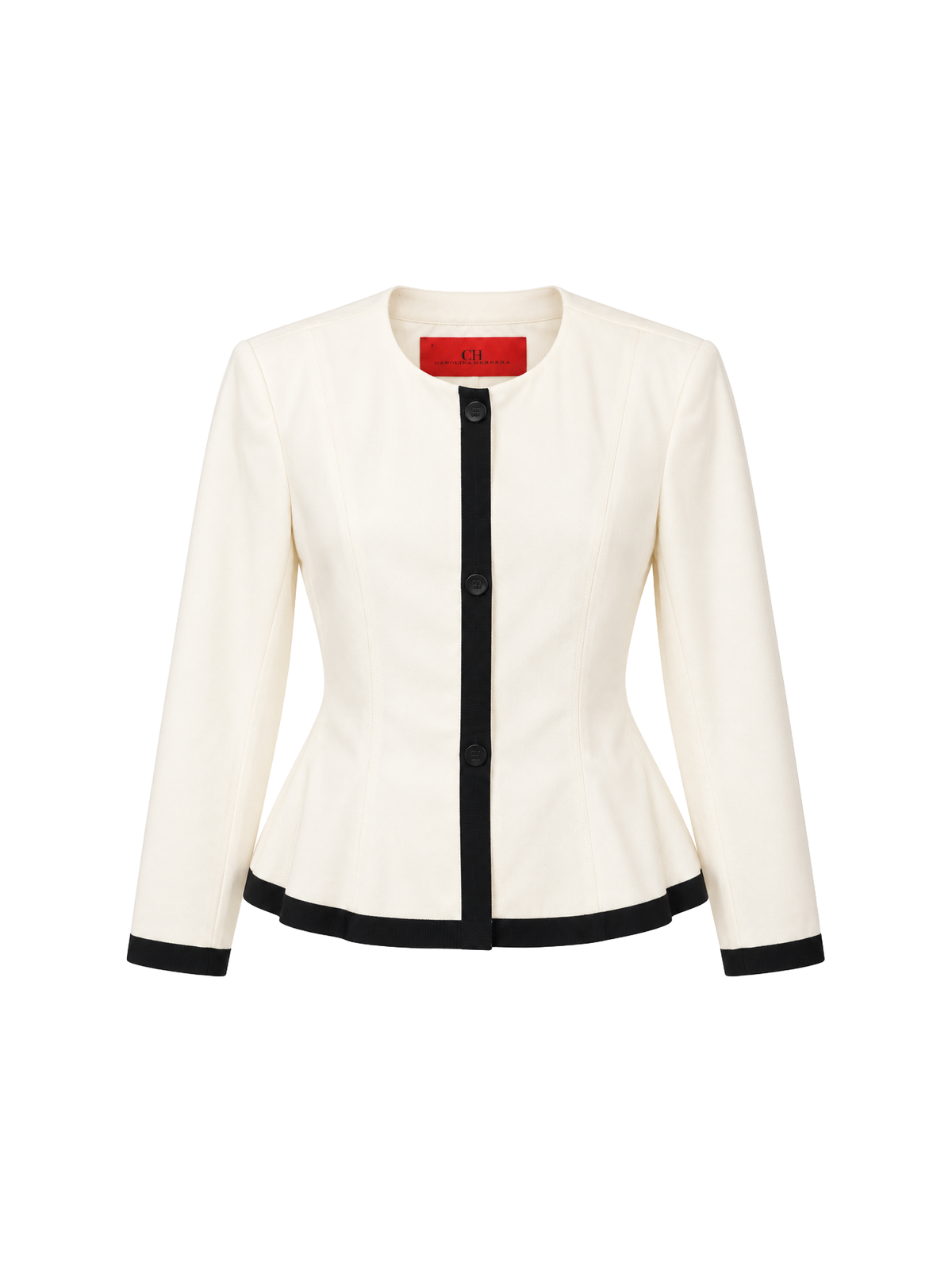 Ivory Peplum Jacket and Tuxedo Stripe Trousers Set