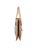 Woven Floral Print Beach Tote Bag