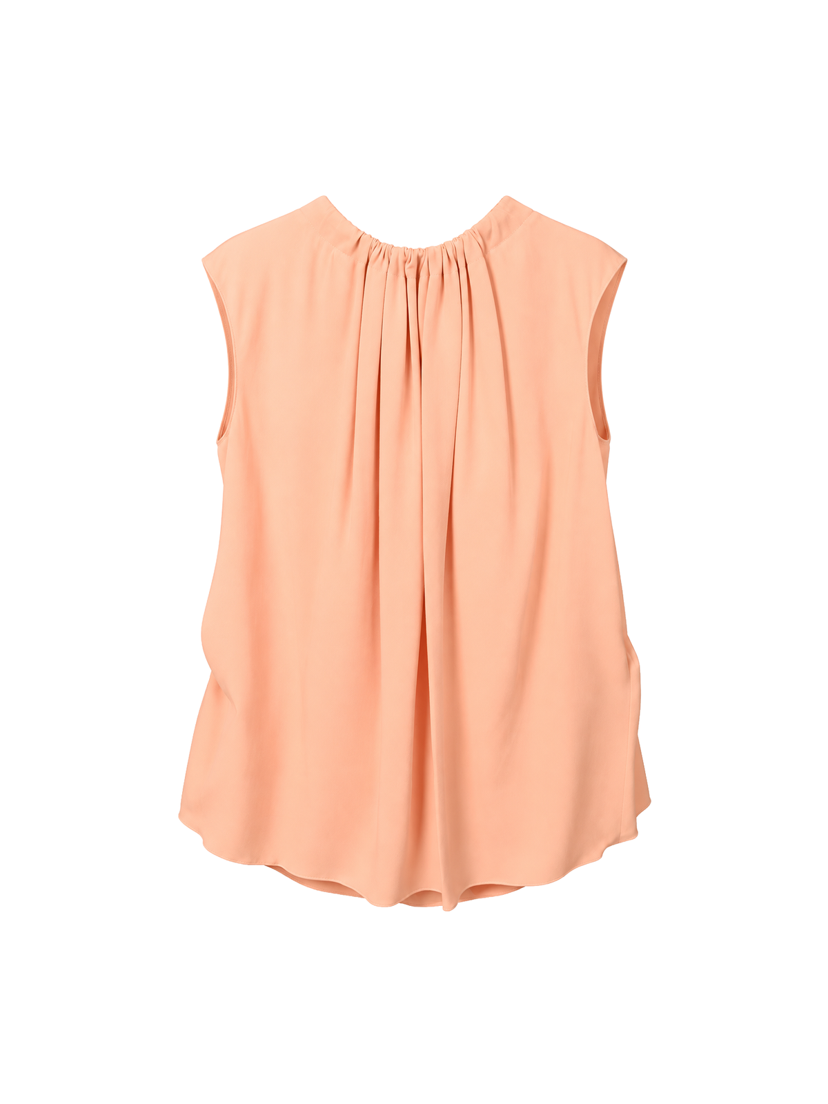 Peach Gathered Pleat Sleeveless Blouse