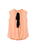 Peach Gathered Pleat Sleeveless Blouse