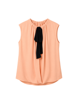 Peach Gathered Pleat Sleeveless Blouse