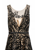 Tadashi Shoji illusion neckline appliqué detail — black A-line gown KSA | SO. by Sora