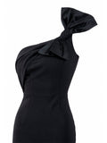 Chiara Boni La Petite Robe black one-shoulder gown side — designer dress KSA | SO. by Sora