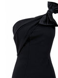 Chiara Boni La Petite Robe satin bow shoulder detail — black mermaid gown KSA | SO. by Sora