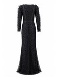 Tadashi Shoji black lace mermaid gown back — buy lace evening gown Saudi Arabia | SO. by Sora