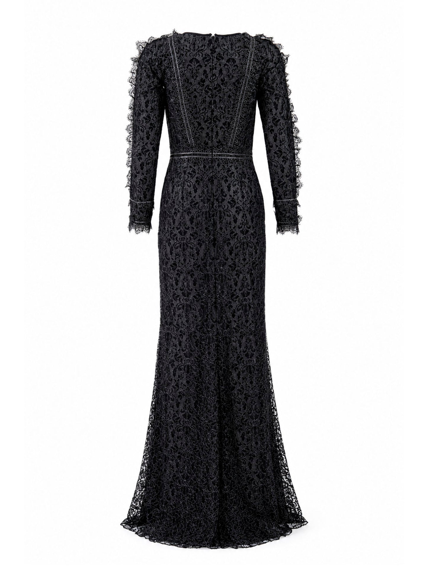 Tadashi Shoji black lace mermaid gown back — buy lace evening gown Saudi Arabia | SO. by Sora