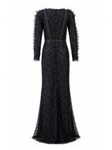 Tadashi Shoji black lace mermaid gown back — buy lace evening gown Saudi Arabia | SO. by Sora