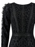 Tadashi Shoji lace bodice panelling detail — black floral lace mermaid gown | SO. by Sora