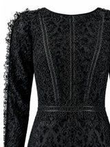 Tadashi Shoji lace bodice panelling detail — black floral lace mermaid gown | SO. by Sora