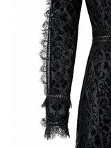 Tadashi Shoji eyelash-lace sleeve cuff detail — black lace evening dress KSA | SO. by Sora