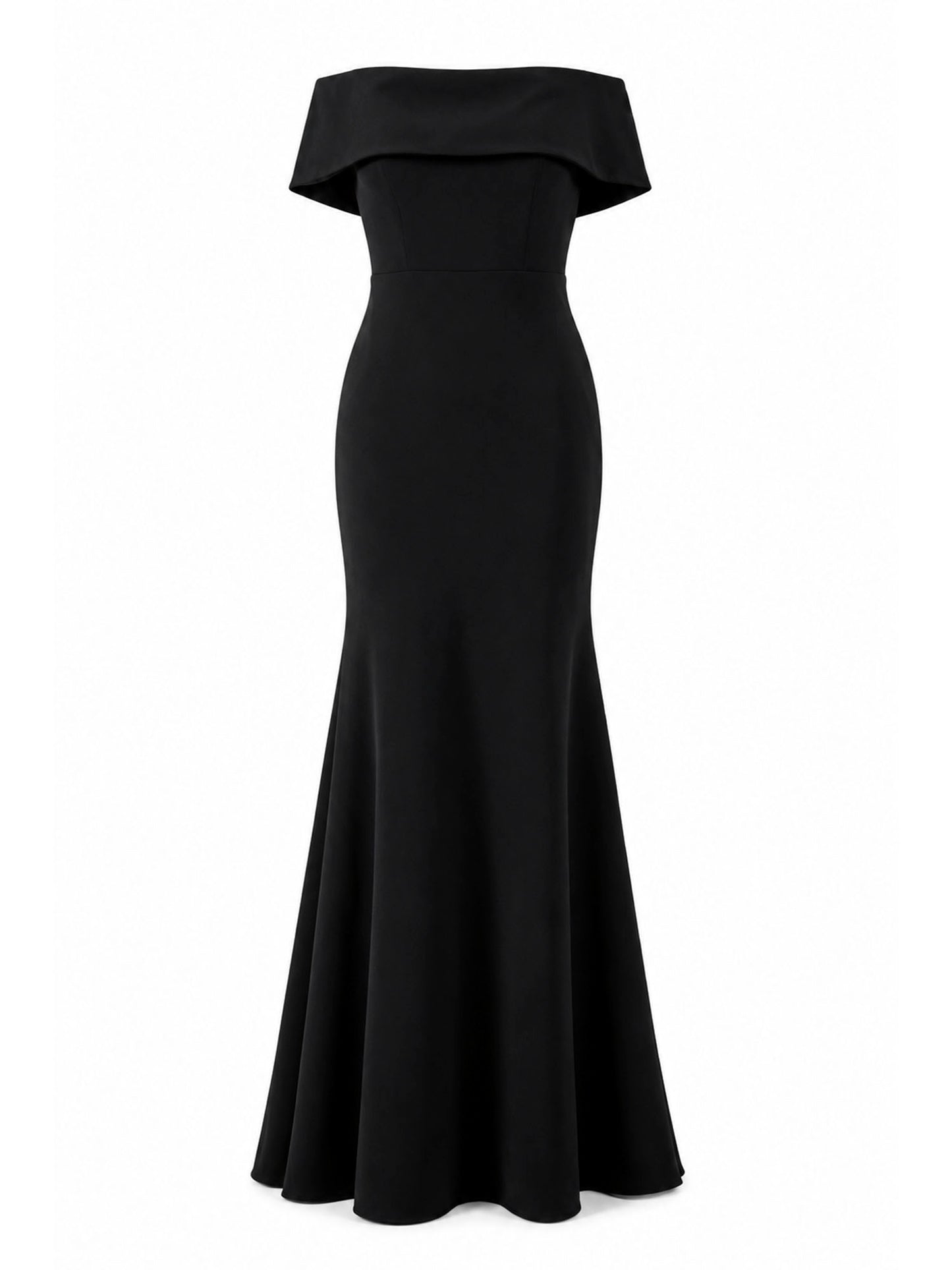 Aqua black off-shoulder crepe mermaid gown front — luxury evening dress Saudi Arabia | SO. by Sora