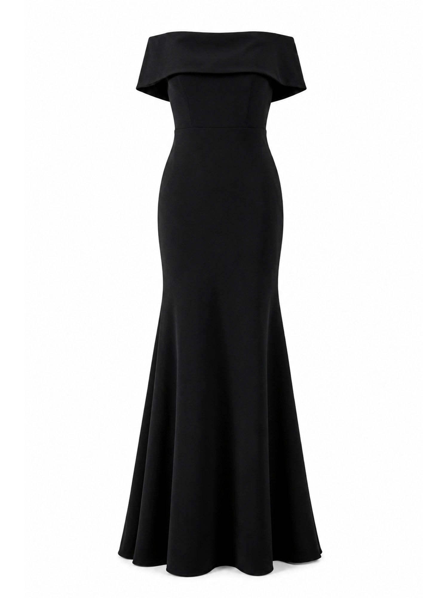 Aqua black off-shoulder crepe mermaid gown front — luxury evening dress Saudi Arabia | SO. by Sora