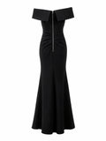 Aqua black mermaid gown back with zip — buy black evening gown online Saudi Arabia | SO. by Sora