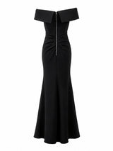 Aqua black mermaid gown back with zip — buy black evening gown online Saudi Arabia | SO. by Sora