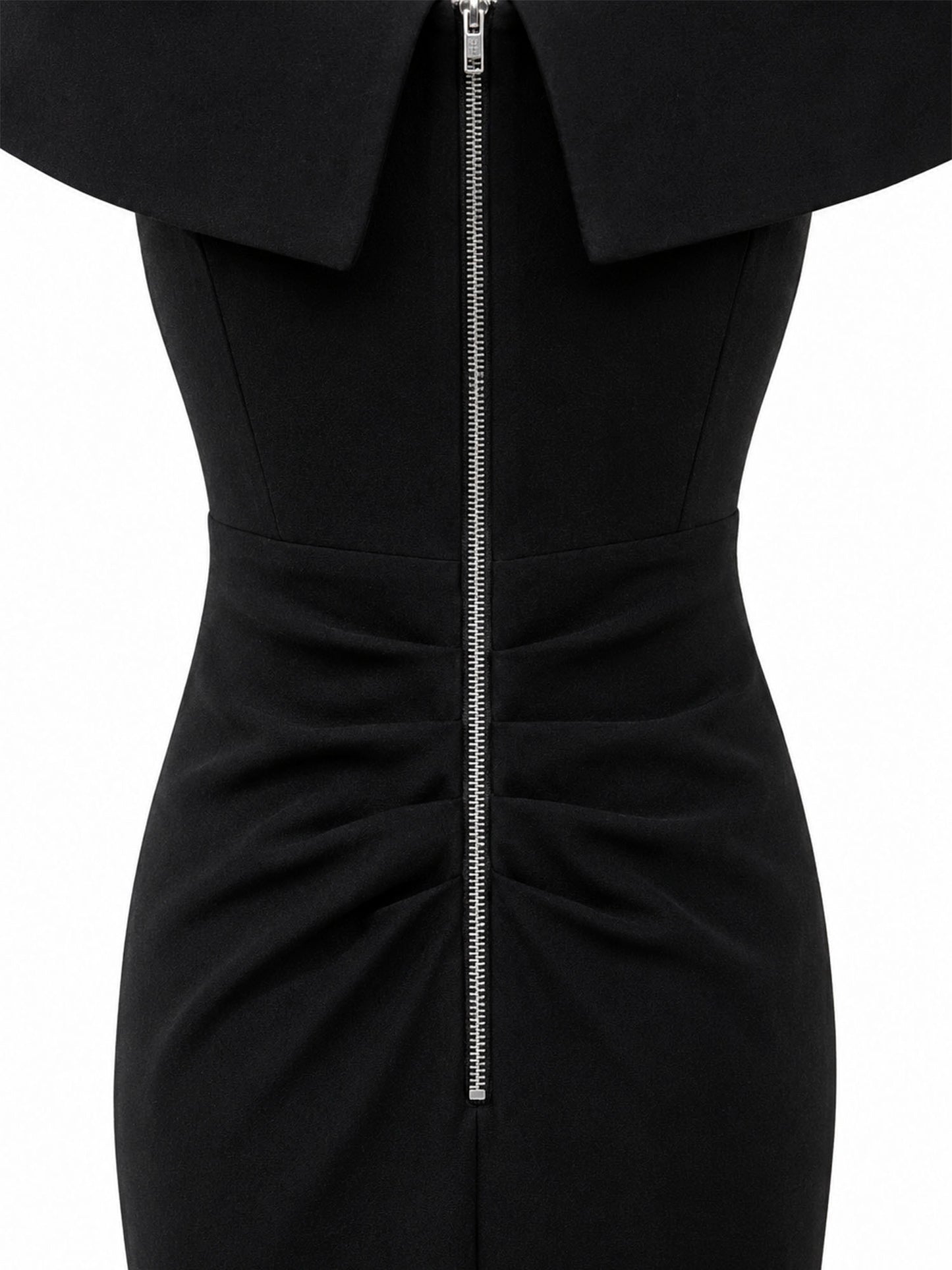 Aqua ruched waist detail — black off-shoulder formal mermaid gown KSA | SO. by Sora