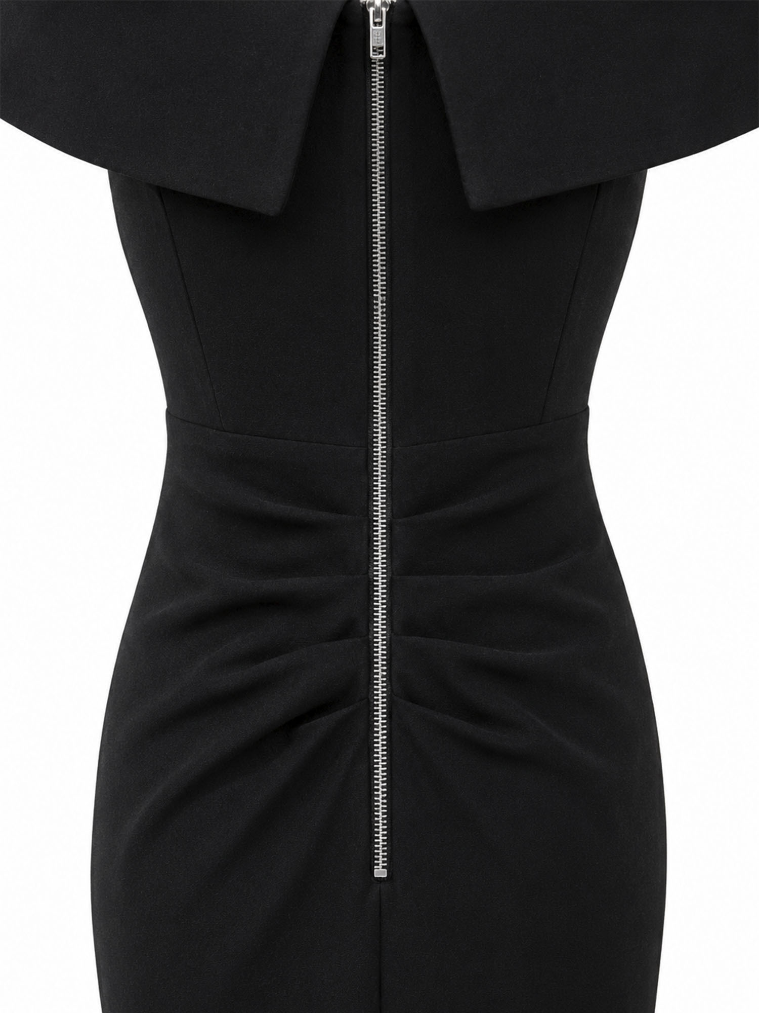 Aqua ruched waist detail — black off-shoulder formal mermaid gown KSA | SO. by Sora