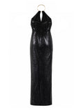 JS Collections black sequin halter gown back — buy halter gown online Saudi Arabia | SO. by Sora