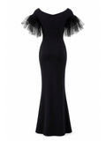 Chiara Boni La Petite Robe black tulle-sleeve gown back — buy crepe gown Saudi Arabia | SO. by Sora