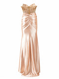 Brasix champagne satin mermaid gown back — buy corset gown online Saudi Arabia | SO. by Sora